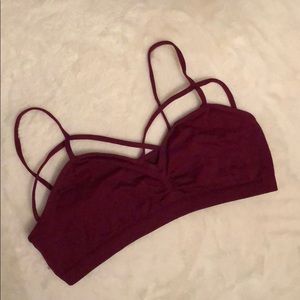 strappy maroon bandeau bralette